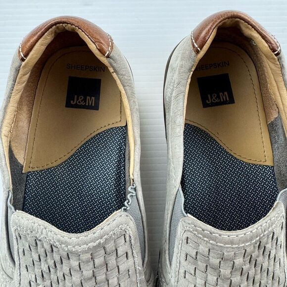 Johnston & Murphy McGuffey Men’s 11M Gray Woven Leather Slip On Shoes main image 12
